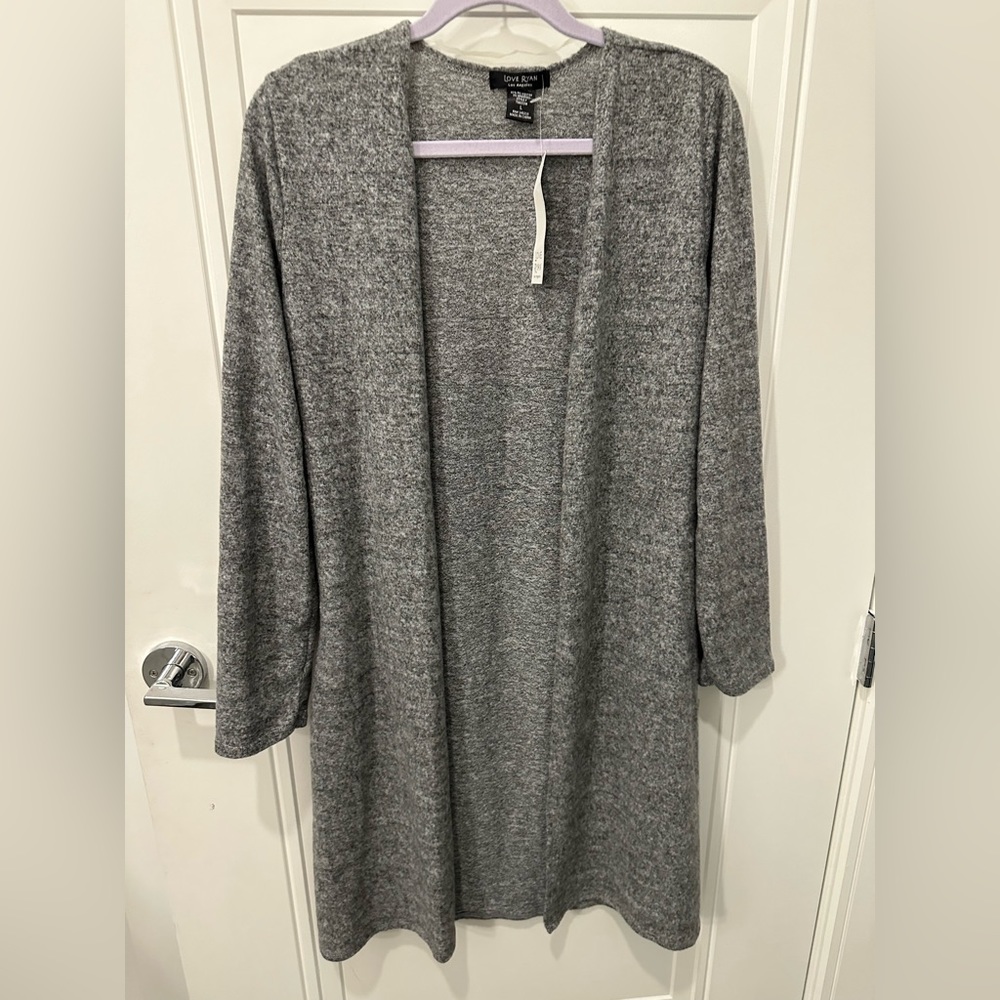 NWT gray soft & comfy cardigan sweater for women size L